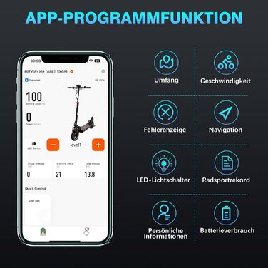 Електросамокат HITWAY E з ABE, 10", 500 Вт, 15,6-27 Ач, складний, 20 км/год, APP