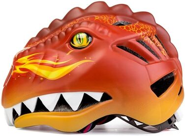Дитячий велосипедний шолом з LED-світлом 3D динозавр для хлопчиків і дівчаток 3-8 років, регульований, дихаючий, для велосипеда, скейтборда, самоката