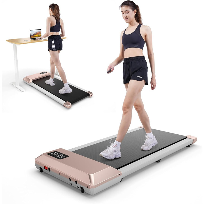 Настільна бігова доріжка Max 134 кг з керуванням APP Slim Walking Running Machine портативний для дому та офісу з безкоштовними тренувальними заняттями та забігами з кількома бігунами (золото), 1845W