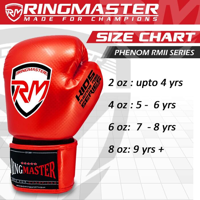 Дитячі боксерські рукавички RingMasterUK Рукавички для кікбоксингу CarbonTECH (червоні, 6 унцій)