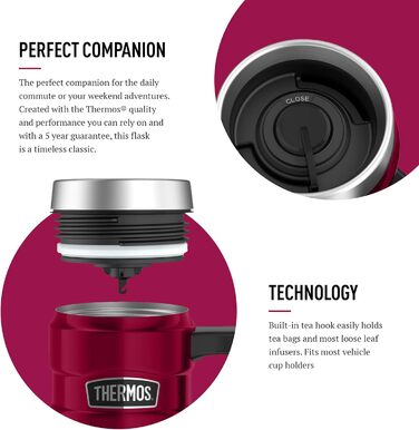 Термокружка Thermos GTB Stainless King 470 мл, малинова, нержавіюча сталь, для подорожей