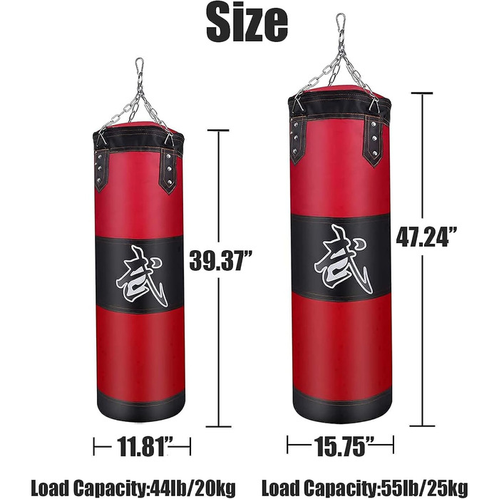 Міцна важка боксерська груша для дорослих Підлітки Діти з боксерською грушею в приміщенні/саду Набір боксерських груш без наповнення з боксерськими рукавичками, обгортками, ланцюгом, стельовими гачками для ММА, кікбоксингу, муай-тай, карате, тхеквондо (10
