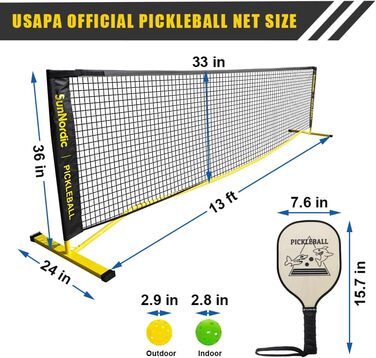 Портативний набір сіток для піклболу SunNordic, сімейні вправи, поліефірна сітка Pickleball із стійким до атмосферних впливів металевим каркасом і сумкою для перенесення, система сіток Pickleball для будь-яких погодних умов, на вулиці та в приміщенні (сіт