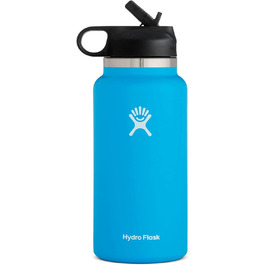 Пляшка Hydro Flask 32 унції, широке горло, солом'яна кришка, Тихий океан