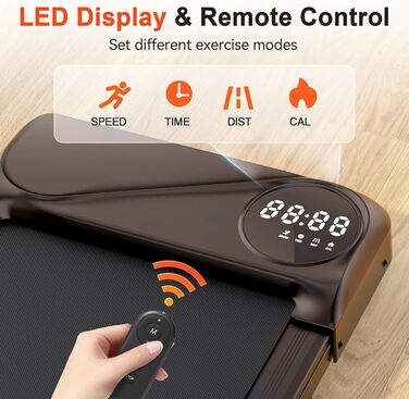 Тиха бігова доріжка Walking Pad Dripex для дому, до 120 кг, 1-6 км/год, 2.5 к.с., подвійна амортизація, компактна, коричнева
