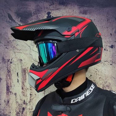 Мотокросовий шолом MTB DOT для дітей, підлітків і дорослих з окулярами, рукавичками та захистом обличчя, інтегральний, XL (58-59 см)