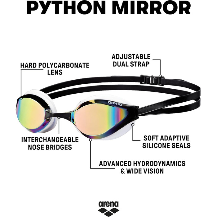 Окуляри для плавання Python Mirror Унісекс, UV захист, антифог, One Size