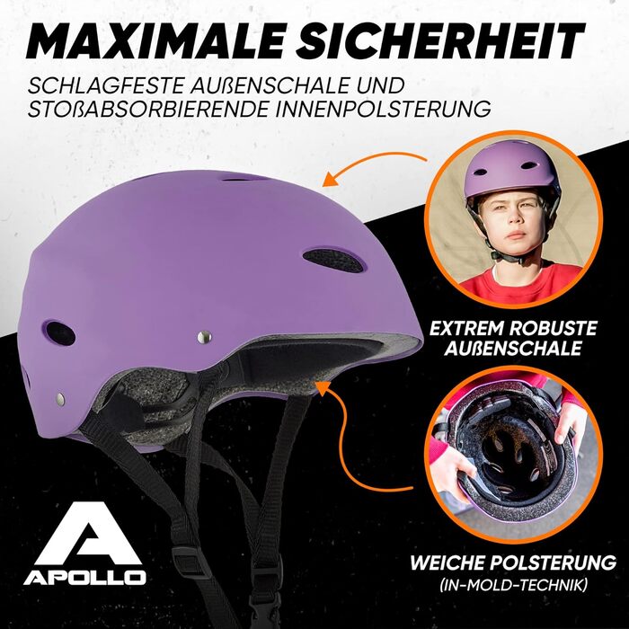Дитячий та дорослий захисний шолом Apollo для скейтборду, самокату, BMX, з регулюванням розміру, різні кольори