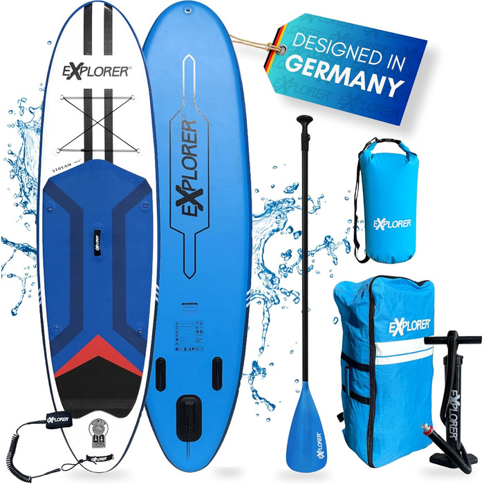 Дошка для веслування EXPLORER SUP Fusion Stand Up до 180 кг Повний комплект з алюмінієвим веслом, рюкзаком, насосом, плавником і набором патчів. (ПОТІК 10.2)