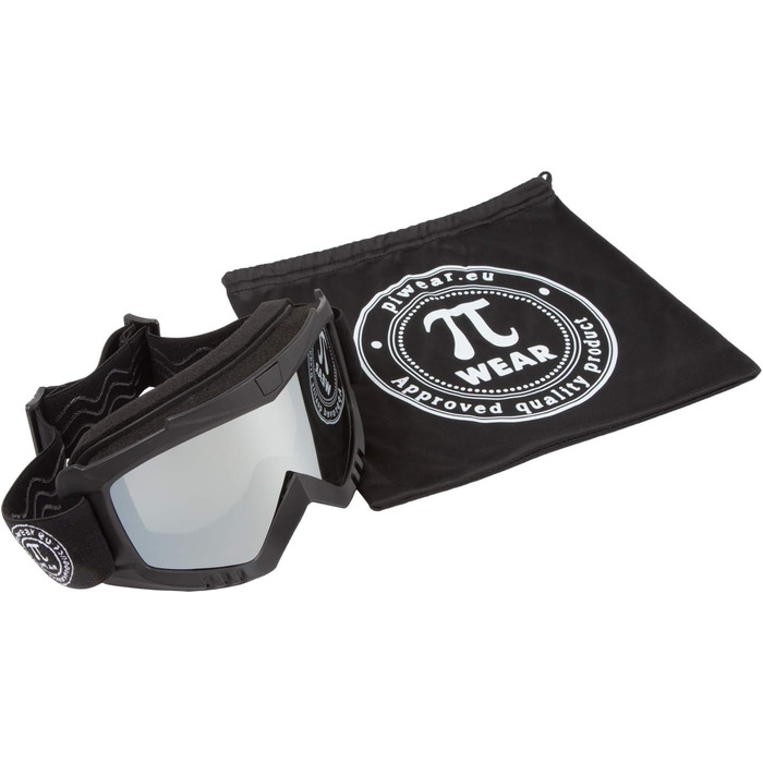 Мотозахисні окуляри PiWear MX Muddy M, дзеркальні, високоякісні скі-окуляри з UV-захистом, пінною підкладкою для активного відпочинку: лижі, велосипед, сноуборд, туризм, чорні