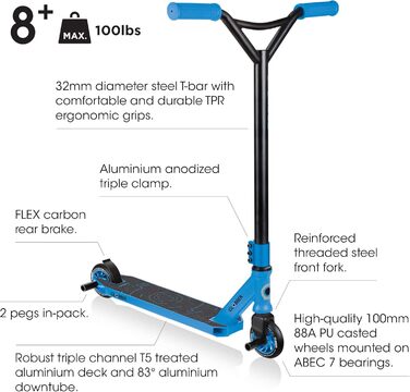 Молодіжний трюковий самокат Globber унісекс Gs 540 Kickscooter One size Blue