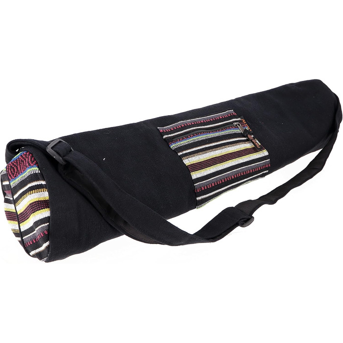 Сумка для йоги Boho Yoga Mat Bag, Сумка для йоги з Непалу - чорна, Чоловіки/Жінки, Бавовна, 70x24x14 см, Сумки для килимків для йоги (One Size, Black)