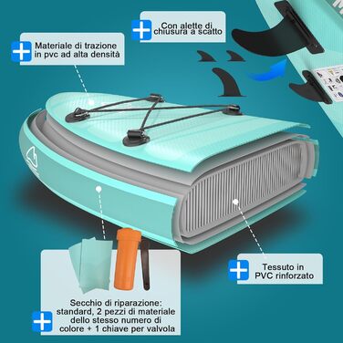 Надувна SUP-дошка Devoko 320 см, 2-в-1 з сидінням для каяка та аксесуарами, до 160 кг, для серфінгу, риболовлі, йоги