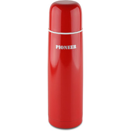 Термос-ізотермічна пляшка Pioneer з нержавіючої сталі 0,5 л, подвійні стінки, зберігає тепло до 8 годин, холод до 24 годин, не протікає, BPA-вільна, червона