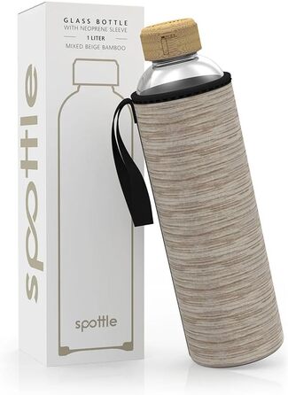 Скляна пляшка для води spottle 1 л, 500/750/1000 мл з неопреновим чохлом, гвинтовою кришкою, багаторазова екологічна пляшка для напоїв