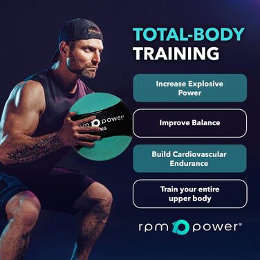 Медичний м'яч RPM Power 4 кг, зелений, гумовий, з нековзною ручкою для кросфіту, метання, стрибків, пліометрії