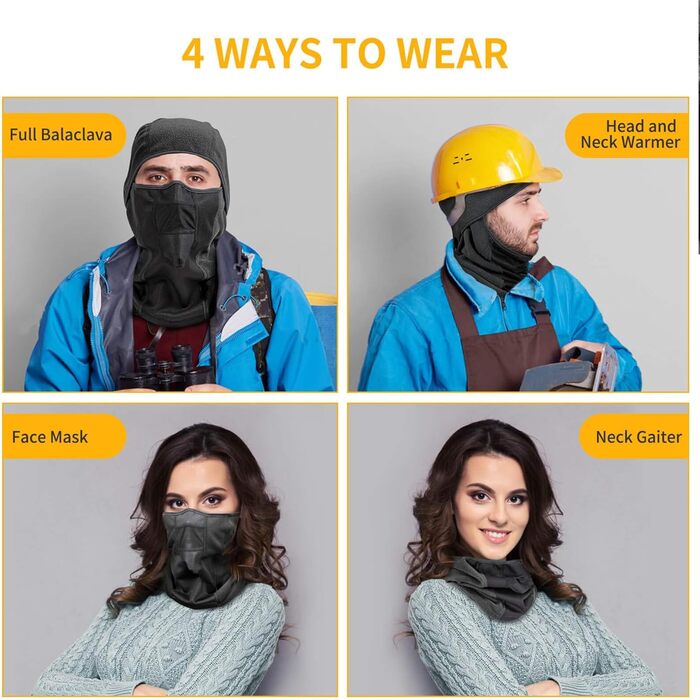 Маска Voofly Balaclava флісова вітрозахисна лижна One size