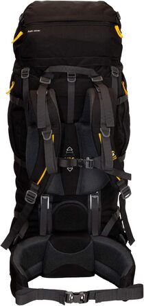 Туристичний рюкзак Tashev Outdoors Mount 100+20 л, фронтальний і верхній вхід, з чохлом від дощу, для жінок і чоловіків, чорний/жовтий, виготовлений в ЄС