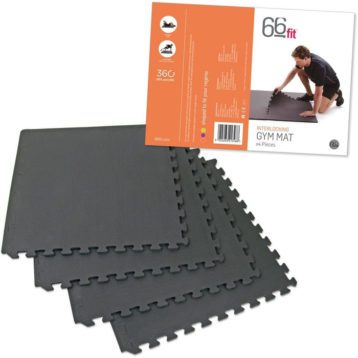 Пазлові EVA мати 66fit для дорослих, 4 шт., 60x60 см, 13 мм, чорні