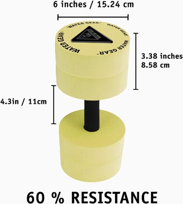 Водяні гантелі Water Gear для аквафітнесу, жовті, щадне тренування