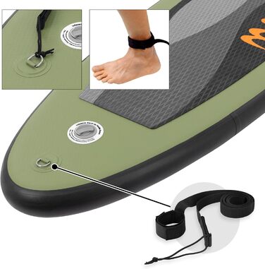 Надувна SUP-дошка ECD Germany Maona 308 см, PVC, алюмінієве весло, комплект, бірюзова/чорна/рожева/сіра/оливкова – для серфінгу, веслування, паддлборду