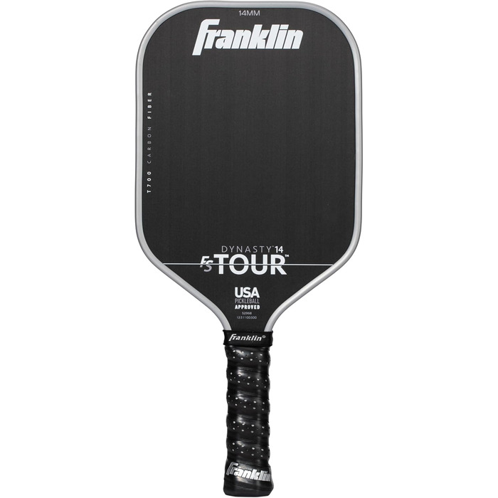 Професійна ракетка для піклболу Franklin Sports FS Tour Series з сирого карбону T700, затверджена USA Pickleball, цільна конструкція з епоксидною смолою, моделі Dynasty і Tempo, товщина 14/16 мм, сірий, синій, рожевий