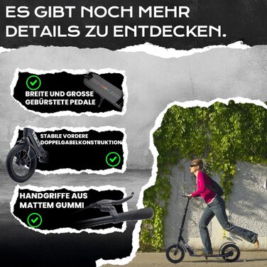 Самокат GHBXJX BigWheel 290 мм для дітей і дорослих, міський складаний трюковий самокат з ручним гальмом, 4 рівні регулювання висоти, великі XXL колеса, для хлопчиків і дівчаток