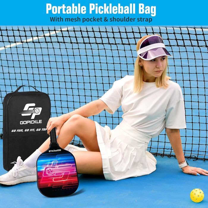 Набір GoPickleball Pickleball: 2 весла зі скловолокна, 4 м'ячі, сумка