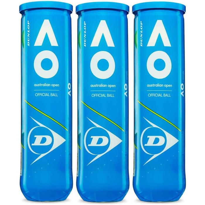 Упаковка Dunlop Australian Open з 12 м'ячів (3 банки х 4 м'ячі)