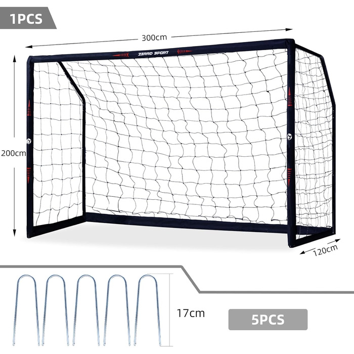 Футбольні ворота для саду 180/240/300 з Goal Wall (300 Black)