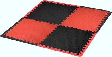 Піна мат для підлоги Edukit EXTRA, 60x60 см, 2 см, 4 шт, червоний і чорний, товстий спортивний пазл для тренажерного залу, під важке обладнання