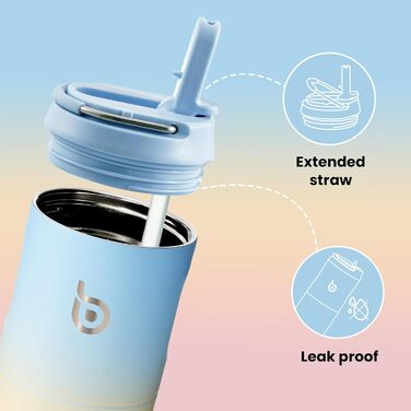 Термобутилка BOTTLE BOTTLE 680 мл з трубочкою, кришкою та ручкою, спортивна нержавіюча пляшка для води, подвійні стінки, герметична, для спорту, подорожей, тренажерного залу
