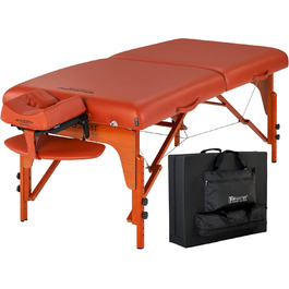 Складаний масажний стіл Master Massage Santana Pro 79 см, пам’ятна піна, реїкі-панелі, для тату і спа, бордовий
