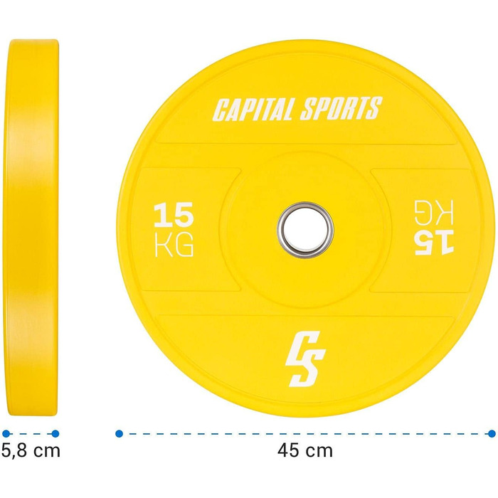 Пластини Capital Sports Nipton 2021 2x15 кг, 50,4 мм, жовті, гума