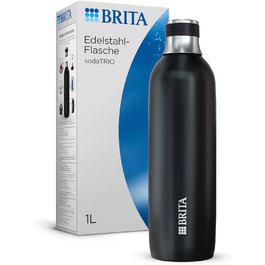 Пляшка BRITA 1л чорна для газованої води TRIO ізольована, не ковзає