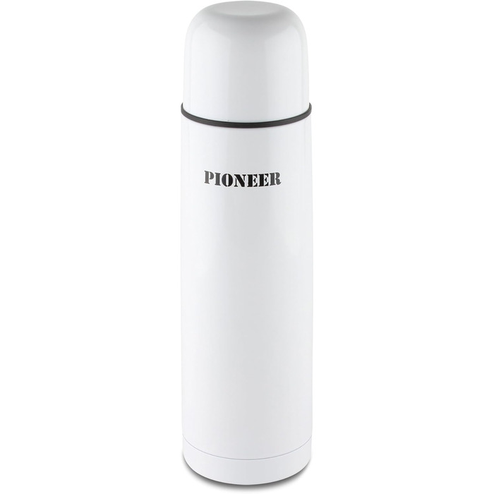 Термос-бутилка Pioneer 0,5 л з нержавіючої сталі, подвійні стінки, зберігає тепло 8 годин та холод 24 години, герметична, BPA Free, біла