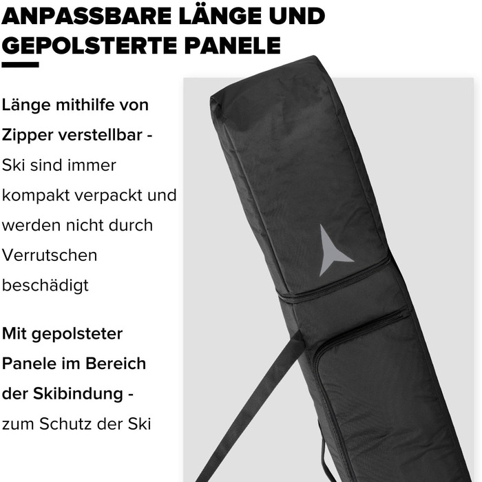 Лижна сумка для лиж і палиць - Регульована по довжині сумка (175 - 205 см) - Водо- та брудовідштовхувальний матеріал - З ременем для перенесення