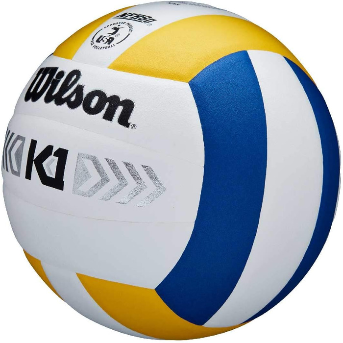 Волейбольний м'яч Wilson Unisex-Adult K1 Gold (офіційний розмір, синій/білий/жовтий)