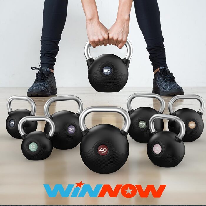 Гиря WINNOW 9 кг для фітнесу, з нековзною ручкою, набір для силових тренувань вдома, синя