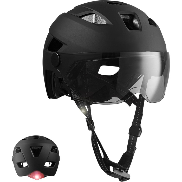 Велошолом Crazy Safety для електровелосипедів та міста, дорослий, з переднім і заднім світлом, регульований, магнітна застібка Fidlock