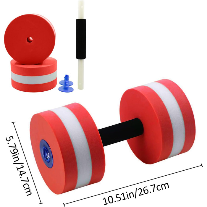 Гантелі для водних вправ, знімні, з ручками (рожево-червоні)