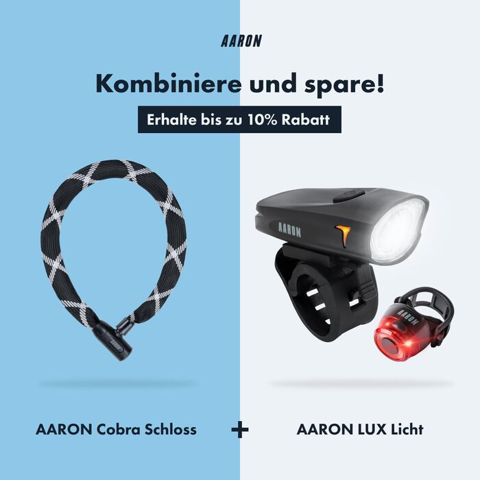 Велозамок ланцюговий AARON Cobra 105 см, сталевий з ключем, високий рівень захисту, для електровелосипеда, гірського, шосейного, трекінгового та туристичного велосипеда, чорний