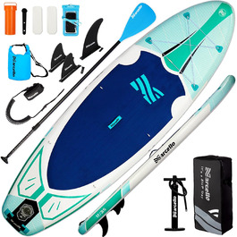 Надувна SUP-дошка 28,9×86,4×15,2 см з рюкзаком, насосом, нековзким покриттям, чохлом для телефону, ультралегке падлборд для дорослих