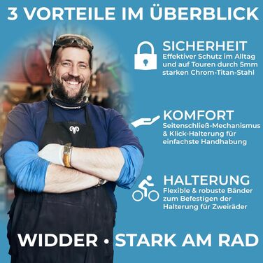 Велозамок складаний Widder Extrem, титаново-сталевий, рівень безпеки 15, 99 см, з ключами (3 шт) і кріпленням, для велосипеда, електровелосипеда та самоката