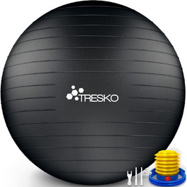 М'яч TRESKO 85см Чорний, з насосом, без BPA, проти розриву, 300 кг