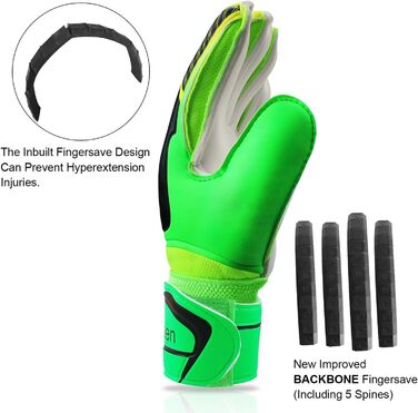 Рукавички воротарські Junior Unisex Super-Grip Fingersave зелені (р. 6)