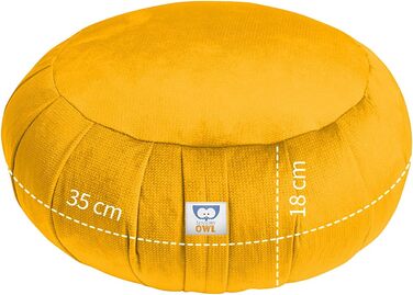 Сенсорна подушка для медитації сови Zafu Yoga Cushion з оксамиту 100 м'який оксамитовий наповнювач в гречаній шкаралупі кругла висота сидіння 18 см 35 Лаванда (гірчиця)