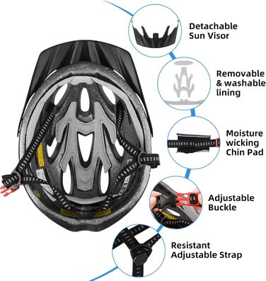 Шолом Shinmax унісекс з козирком, MTB, легкий, регульований 57-62 см