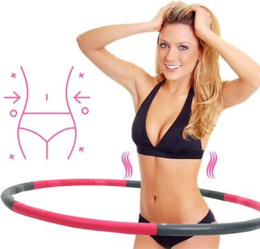 Обруч для схуднення Hula Hoop Adult Hullahub вагою 1,8 кг з дизайном хвилі для вдосконаленого домашнього фітнес-обладнання з 6 предметів і 100 см Hoola Hoop Fitness (1,8 кг сіро-рожевий)