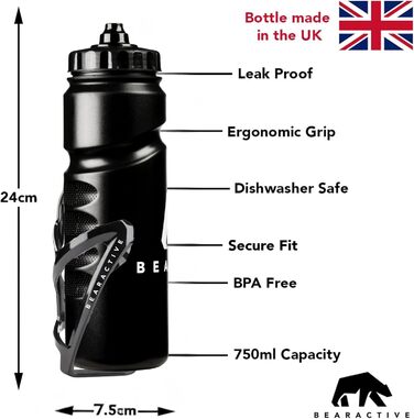 Пляшка велосипедна 750 мл, без BPA, 2 шт., чорна